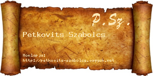 Petkovits Szabolcs névjegykártya