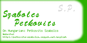 szabolcs petkovits business card